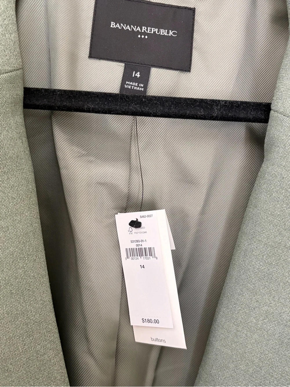 Banana Republic  Women’s Sage Green Single-Button Blazer